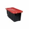 Husky 45 Gal. Latch and Stack Tote with Wheels in Black with Red Lid -ToolHub Shop black red husky storage bins 206201 64 1000