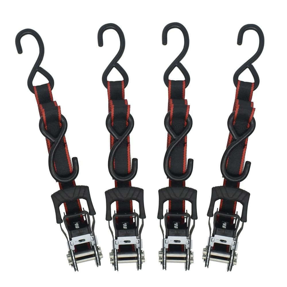 Husky 1 in. x 12 ft. Ratchet Tie Down With S Hook (4-Pack) 3 Husky 1 in. x 12 ft. Ratchet Tie Down With S Hook (4-Pack)