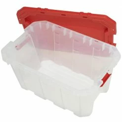 Husky 25 Gal. Latch and Stack Tote in Clear with Red Lid 23 Husky 25 Gal. Latch and Stack Tote in Clear with Red Lid -ToolHub Shop clear husky storage bins 206234 44 1000