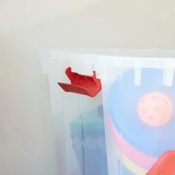 Husky 25 Gal. Latch and Stack Tote in Clear with Red Lid 19 Husky 25 Gal. Latch and Stack Tote in Clear with Red Lid -ToolHub Shop clear husky storage bins 206234 77 1000