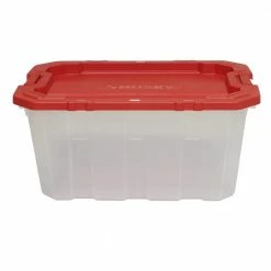 Husky 25 Gal. Latch and Stack Tote in Clear with Red Lid 20 Husky 25 Gal. Latch and Stack Tote in Clear with Red Lid -ToolHub Shop clear husky storage bins 206234 c3 1000