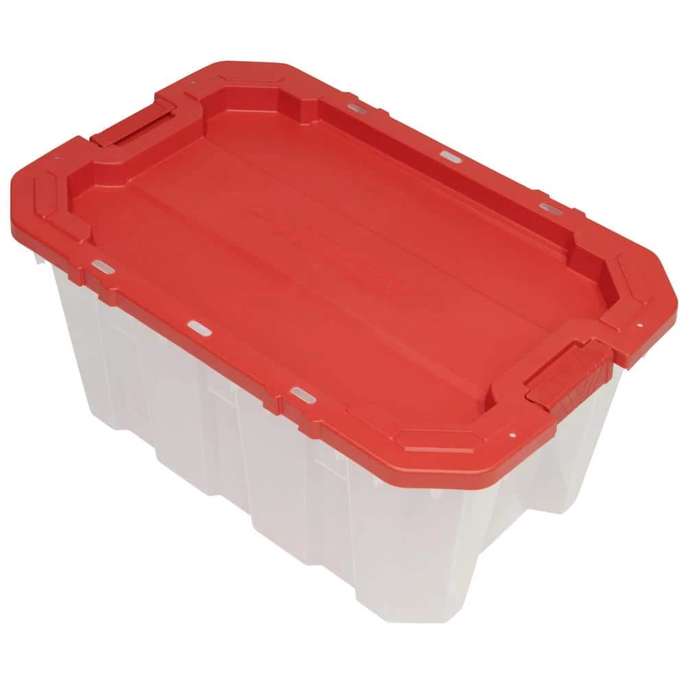 Husky 25 Gal. Latch and Stack Tote in Clear with Red Lid 12 Husky 25 Gal. Latch and Stack Tote in Clear with Red Lid - Image 10