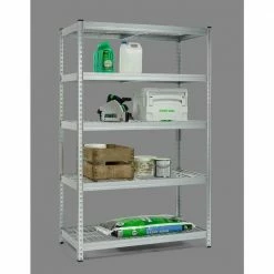 Husky 5-Tier Riveted Steel Garage Storage Shelving Unit in Silver (48 in. W x 78 in. H x 24 in. D) -ToolHub Shop gavanised husky freestanding shelving units 426007 31 1000