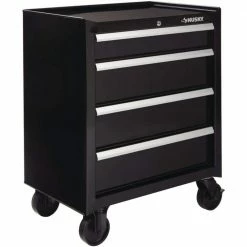 Husky 26.5 in. W x 18 in. D Standard Duty 4-Drawer Rolling Tool Cabinet in Gloss Black -ToolHub Shop gloss black husky tool cabinets hkst98066bk 1d 1000