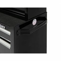 Husky 26.5 in. W x 18 in. D Standard Duty 4-Drawer Rolling Tool Cabinet in Gloss Black -ToolHub Shop gloss black husky tool cabinets hkst98066bk 4f 1000