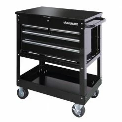 Husky 33 in. W 4-Drawer Mechanics Tool Utility Cart in Gloss Black -ToolHub Shop gloss black husky tool carts houc3304b10 4f 1000