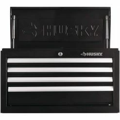 Husky 26 in. W x 12 in. D Standard Duty 4-Drawer Top Tool Chest in Gloss Black -ToolHub Shop gloss black husky top tool chests hkst98065bk 1d 1000