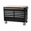 Husky 46 in. W x 24.5 in. D Standard Duty 9-Drawer Mobile Workbench Tool Chest with Solid Wood Top in Gloss Black -ToolHub Shop gloss black with silver trim husky mobile workbenches h46mwc9v2 64 1000