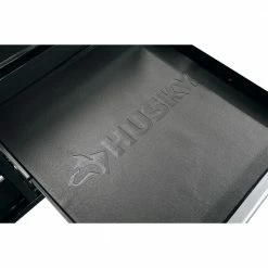 Husky 46 in.W x 51 in. D Standard Duty 9-Drawer Mobile Workbench with Solid Top Full Length Extension Table in Black -ToolHub Shop gloss black with silver trim husky mobile workbenches hotc4609b15m 44 1000