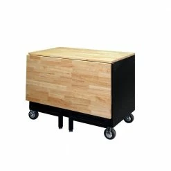 Husky 46 in.W x 51 in. D Standard Duty 9-Drawer Mobile Workbench with Solid Top Full Length Extension Table in Black -ToolHub Shop gloss black with silver trim husky mobile workbenches hotc4609b15m 4f 1000