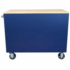 Husky 46 in. W x 24.5 in. D Standard Duty 9-Drawer Mobile Workbench Tool Chest with Solid Wood Top in Gloss Blue -ToolHub Shop gloss blue with silver trim husky mobile workbenches h46mwc9gbv2 77 1000