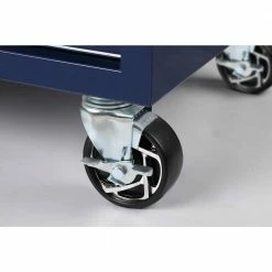 Husky 46 in. W x 24.5 in. D Standard Duty 9-Drawer Mobile Workbench Tool Chest with Solid Wood Top in Gloss Blue -ToolHub Shop gloss blue with silver trim husky mobile workbenches h46mwc9gbv2 fa 1000