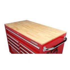 Husky 46 in. W x 24.5 in. D 9-Drawer Gloss Red Deep Tool Chest Mobile Workbench with Hardwood Top -ToolHub Shop gloss red husky mobile workbenches h46mwc9rv2 c 4f 1000
