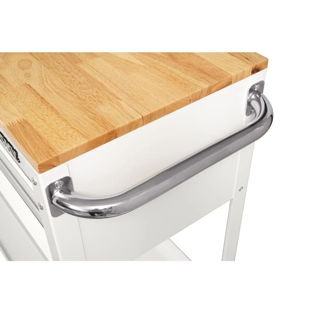 Husky 36 in. 3-Drawer with Solid Wood Top in Gloss White Utility Cart 10 Husky 36 in. 3-Drawer with Solid Wood Top in Gloss White Utility Cart - Image 8