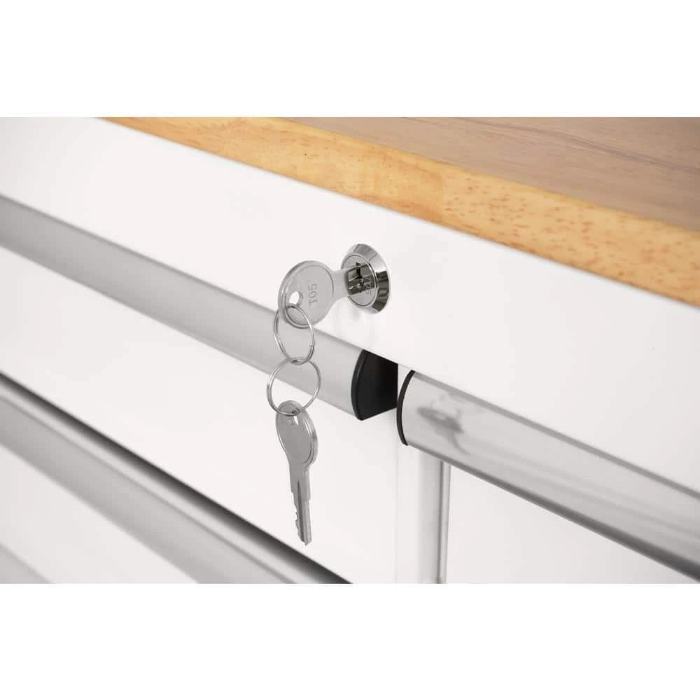 Husky 36 in. 3-Drawer with Solid Wood Top in Gloss White Utility Cart 12 Husky 36 in. 3-Drawer with Solid Wood Top in Gloss White Utility Cart - Image 10