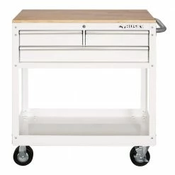 Husky 36 in. 3-Drawer with Solid Wood Top in Gloss White Utility Cart 17 Husky 36 in. 3-Drawer with Solid Wood Top in Gloss White Utility Cart -ToolHub Shop gloss white husky tool carts houc3603bj1 c3 1000