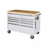 Husky 46 in. W x 24.5 in D Standard Duty 9-Drawer Mobile Workbench Tool Chest with Solid Wood Top in Gloss White -ToolHub Shop gloss white with silver trim husky mobile workbenches hotc4609bj6m 64 1000