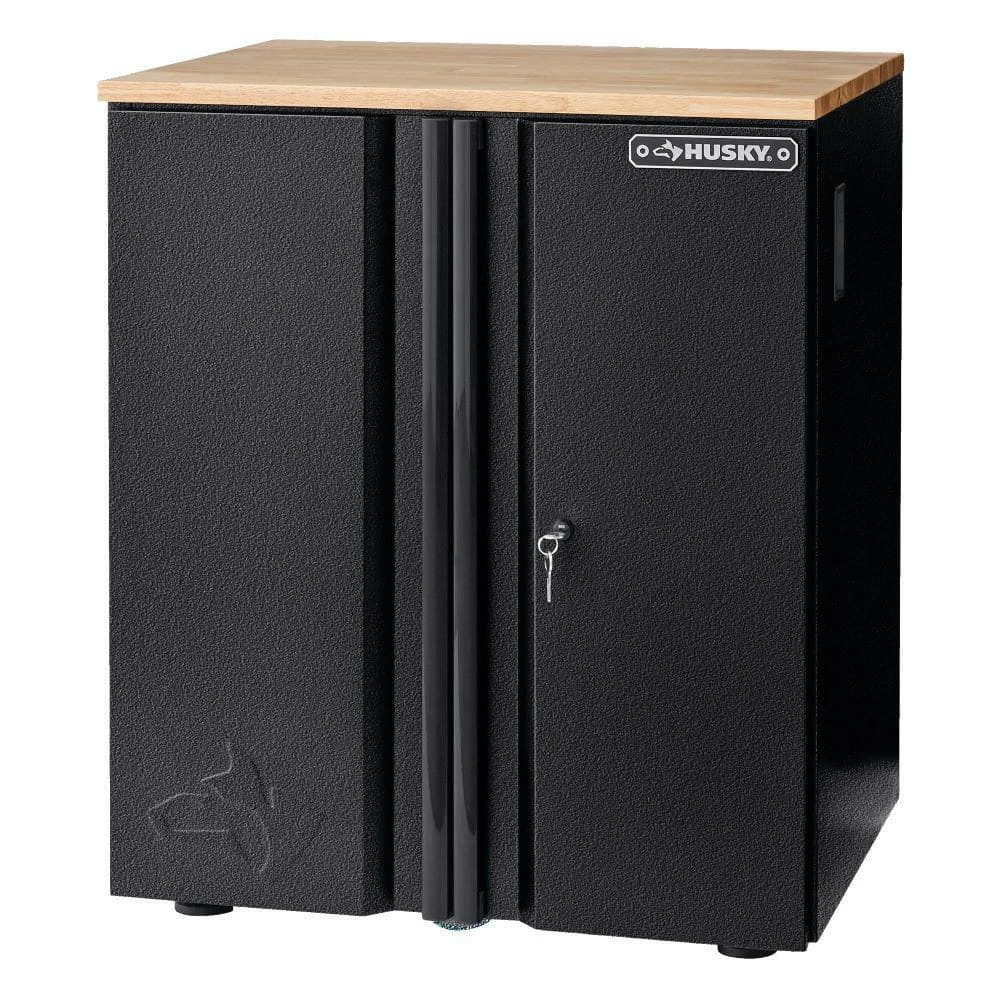 Husky Pro Duty Welded 20-Gauge Steel 2-Door Garage Base Cabinet in Black LINE-X (28 in. W x 33 in. H x 21.5 in. D) 3 Husky Pro Duty Welded 20-Gauge Steel 2-Door Garage Base Cabinet in Black LINE-X (28 in. W x 33 in. H x 21.5 in. D)