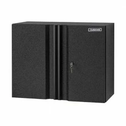 Husky Pro Duty Welded 20-Gauge Steel Wall Mounted Garage Cabinet in Black LINE-X (28 in. W x 22 in. H x 14 in. D)