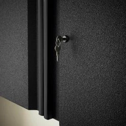 Husky Pro Duty Welded 20-Gauge Steel Wall Mounted Garage Cabinet in Black LINE-X (28 in. W x 22 in. H x 14 in. D) -ToolHub Shop husky black linex husky wall mounted cabinets htc1000010 lx 66 1000