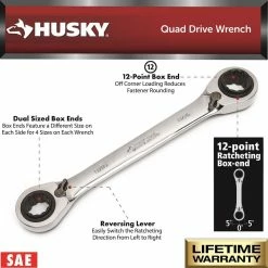 Husky SAE Quad Drive Ratcheting Wrench Set (2-Piece) 11 Husky SAE Quad Drive Ratcheting Wrench Set (2-Piece) -ToolHub Shop husky box wrenches hqrrw2pcsae 40 1000