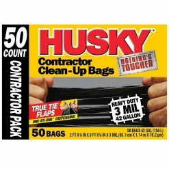 Husky 42 Gal. Heavy-Duty Clean-Up Bags (200-Count) -ToolHub Shop husky contractor bags hk42wc050b 4pk 44 1000