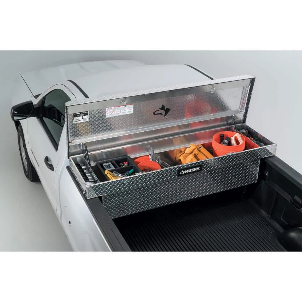 Husky 71.36 in. Diamond Plate Aluminum Full Size Crossbed Truck Tool Box 10 Husky 71.36 in. Diamond Plate Aluminum Full Size Crossbed Truck Tool Box - Image 8