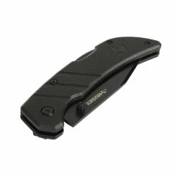 Husky 3 in. Sharpener and Nylon Handle Sporting 3 in. Steel Clip Point Straight Edge Folding Knife Tactical Knife -ToolHub Shop husky folding knives 90650 4f 1000