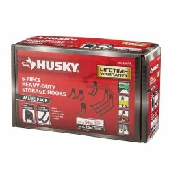 Husky Heavy-Duty Wall-Mounted Storage Hooks (6-Pack) 8 Husky Heavy-Duty Wall-Mounted Storage Hooks (6-Pack) -ToolHub Shop husky garage cabinet accessories 801654 4f 1000