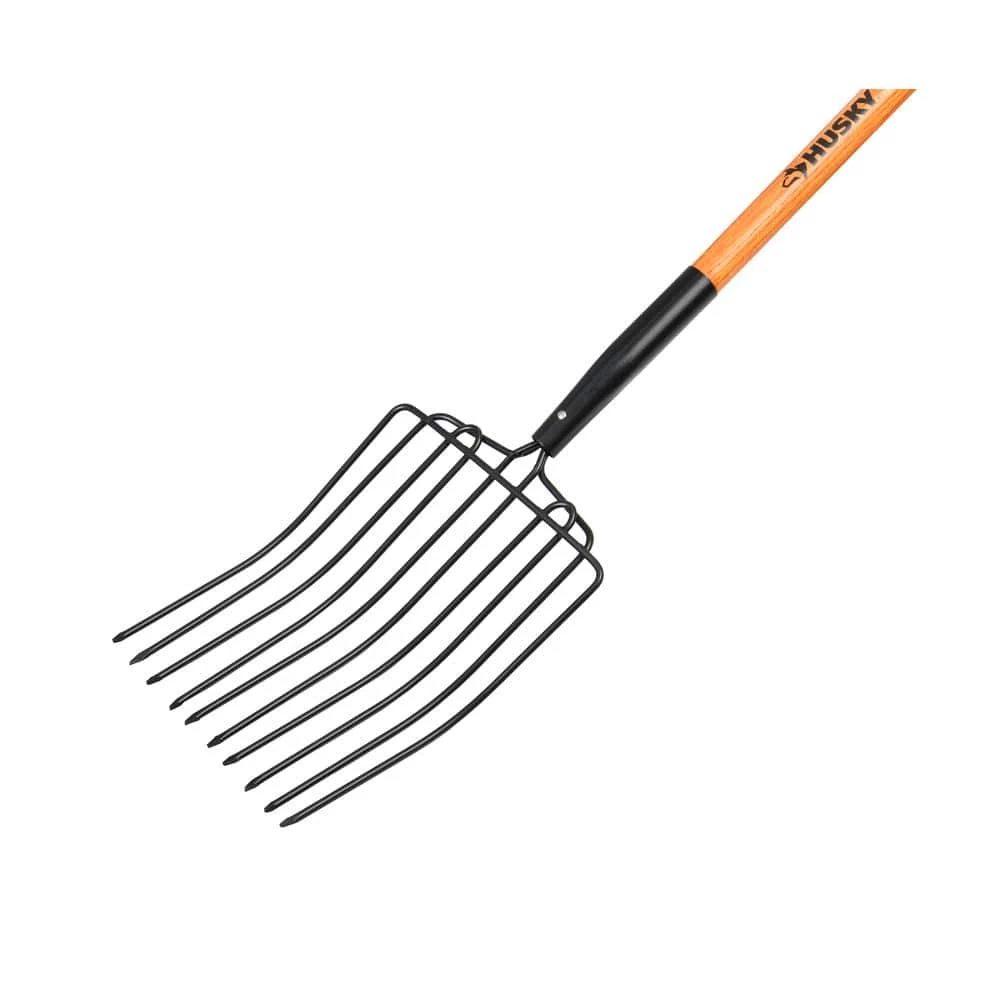 Husky 47 in. L Wood Handle 10-Tines Welded Bedding Fork 5 Husky 47 in. L Wood Handle 10-Tines Welded Bedding Fork - Image 3