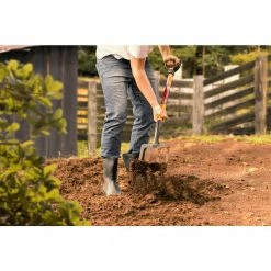 Husky 28 in. D-Grip Short Wood Handle 4-Tine Spading Garden Fork -ToolHub Shop husky garden forks 77118 950 1f 1000