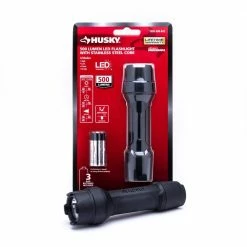 Husky 500 Lumens Tough Stainless Steel Core Multi-Setting LED Flashlight, Impact and Water Resistant with Batteries 26 Husky 500 Lumens Tough Stainless Steel Core Multi-Setting LED Flashlight, Impact and Water Resistant with Batteries -ToolHub Shop husky handheld flashlights hsk1pak500psf1 fa 1000