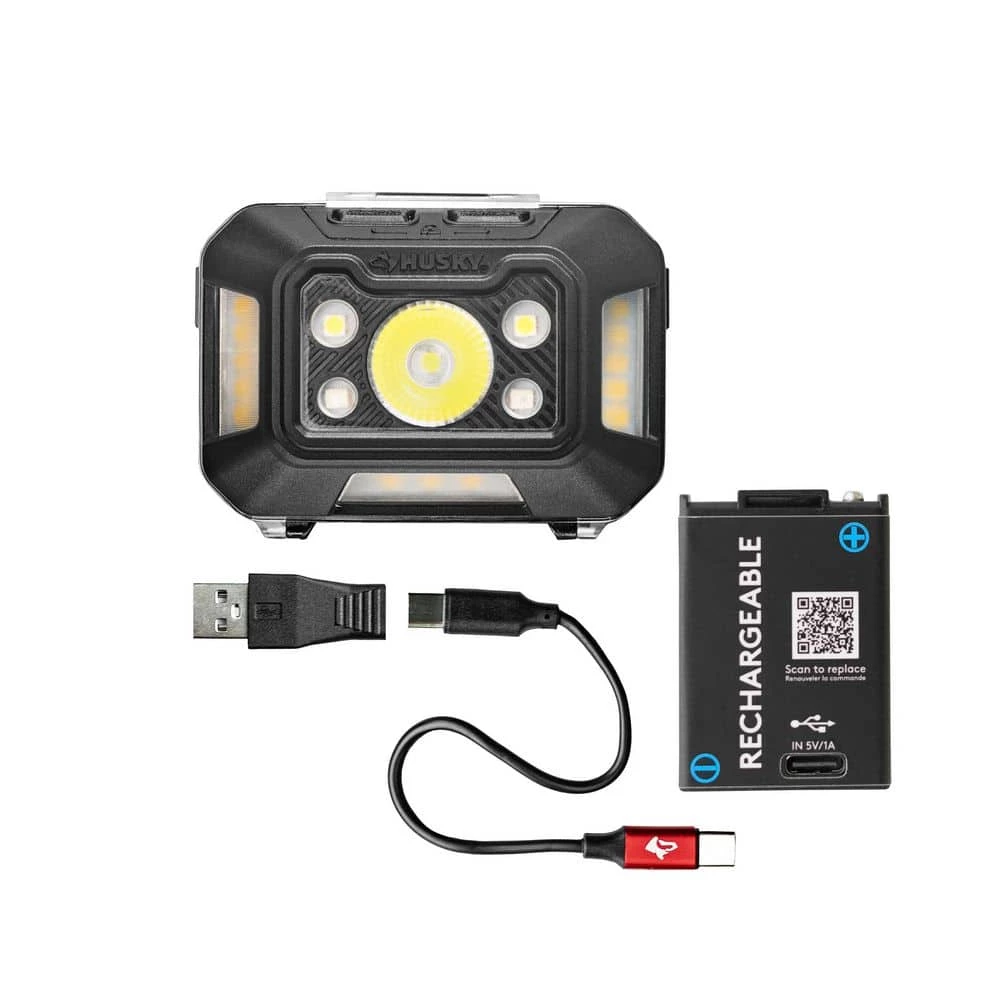 Husky 650 Lumens Dual-Power Broad Range LED Headlamp 9 Modes with USB Port and Rechargeable Battery 3 Husky 650 Lumens Dual-Power Broad Range LED Headlamp 9 Modes with USB Port and Rechargeable Battery