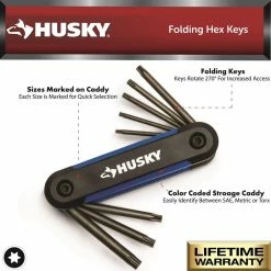Husky SAE/Metric Folding Hex Key Set With Bonus Torx Set (3-Piece) -ToolHub Shop husky hex key sets hfhk3pcset a0 1000