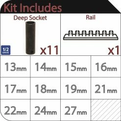 Husky 1/2 in. Drive Deep Metric Impact Socket Set (11-Piece) -ToolHub Shop husky impact socket sets h2dmmi11pcsr e1 1000
