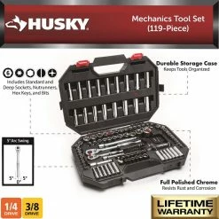 Husky Mechanics Tool Set (119-Piece) -ToolHub Shop husky mechanics tool sets h119mts 40 1000