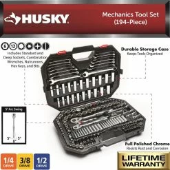 Husky Mechanics Tool Set (194-Piece) 19 Husky Mechanics Tool Set (194-Piece) -ToolHub Shop husky mechanics tool sets h194mts 40 1000