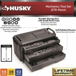 Husky Mechanics Tool Set (270-Piece) -ToolHub Shop husky mechanics tool sets h270mtsrm 40 1000