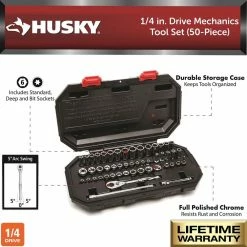 Husky 1/4 in. Drive Mechanics Tool Set (50-Piece) -ToolHub Shop husky mechanics tool sets h50mts4d 40 1000