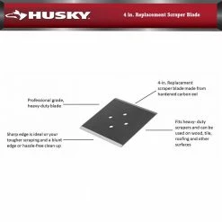 Husky 4 in. Replacement Scraper Blade -ToolHub Shop husky paint scrapers 17pt0103 1f 1000