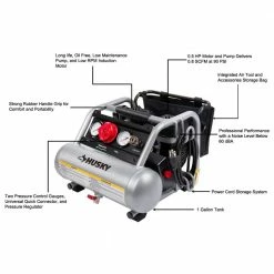 Husky 1 Gal. Portable Electric-Powered Silent Air Compressor 31 Husky 1 Gal. Portable Electric-Powered Silent Air Compressor -ToolHub Shop husky portable air compressors 3300113 31 1000