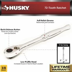 Husky 3/8 in. Full Polish 72 Tooth Ratchet 8 Husky 3/8 in. Full Polish 72 Tooth Ratchet -ToolHub Shop husky ratchets h38fprat e1 1000