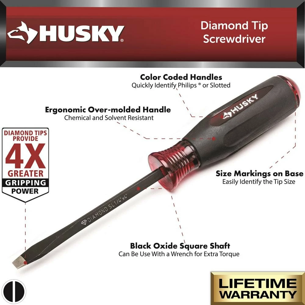 Husky Diamond Tip Magnetic Screwdriver Set (6-Piece) 5 Husky Diamond Tip Magnetic Screwdriver Set (6-Piece) - Image 3