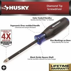 Husky Diamond Tip Magnetic Screwdriver Set (6-Piece) 12 Husky Diamond Tip Magnetic Screwdriver Set (6-Piece) -ToolHub Shop husky screwdriver sets h6pcmdtssd e1 1000