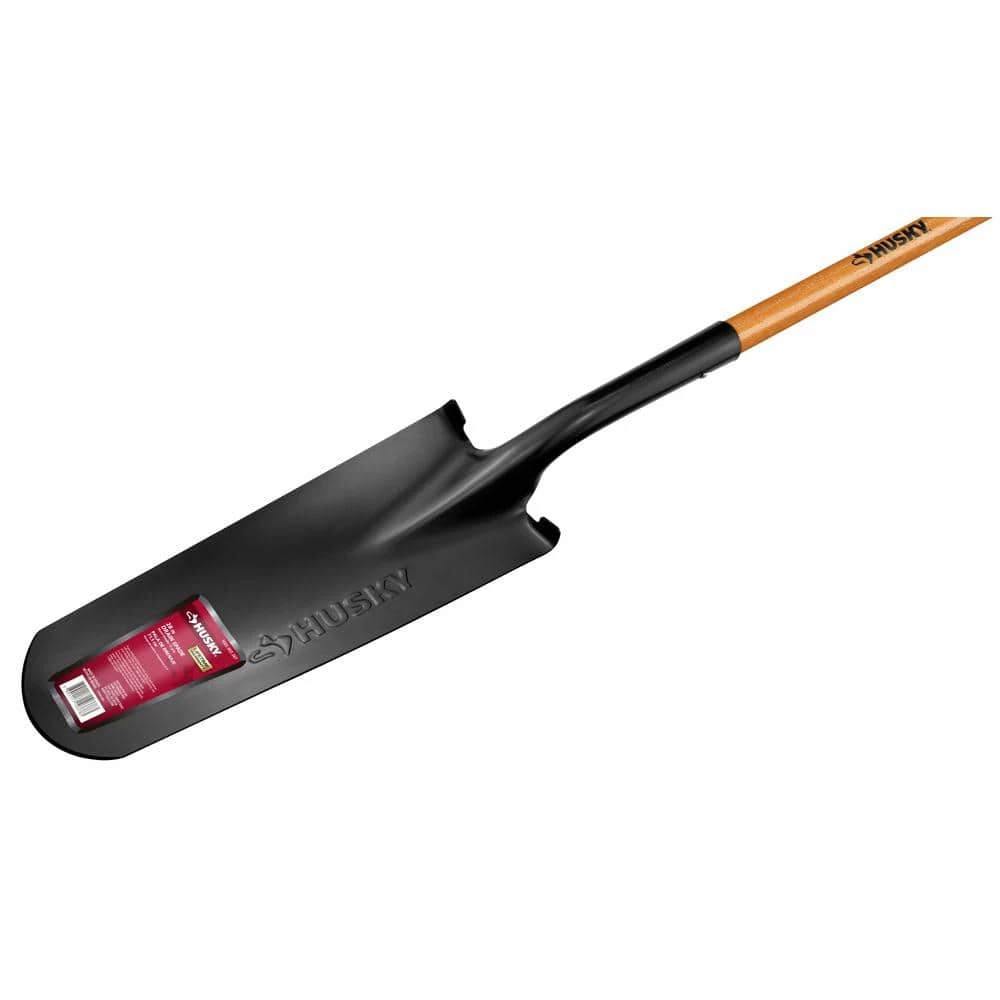 Husky 28 in. Wood Handle D-Grip Carbon Steel Drain Spade 4 Husky 28 in. Wood Handle D-Grip Carbon Steel Drain Spade - Image 2