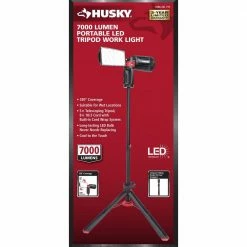 Husky 7000 Lumens Portable Corded LED Work Light with Tripod -ToolHub Shop husky standing work lights 7901304012 1f 1000