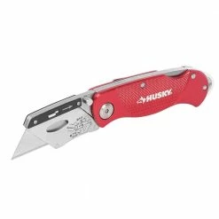 Husky Folding Lock-Back Utility Knife, Red with 10-Blades -ToolHub Shop husky utility knives 99979 1f 1000