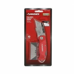 Husky Folding Lock-Back Utility Knife, Red with 10-Blades -ToolHub Shop husky utility knives 99979 44 1000
