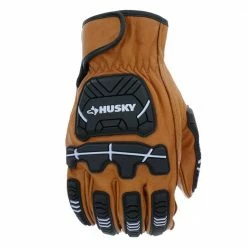Husky Large Premium Grain Cowhide Leather Heavy Duty Impact Work Glove -ToolHub Shop husky work gloves hk84016 lcc6 40 1000