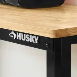 Husky 4 ft. Solid Wood Top Workbench in Black -ToolHub Shop husky workbenches 20t002 1b a0 1000